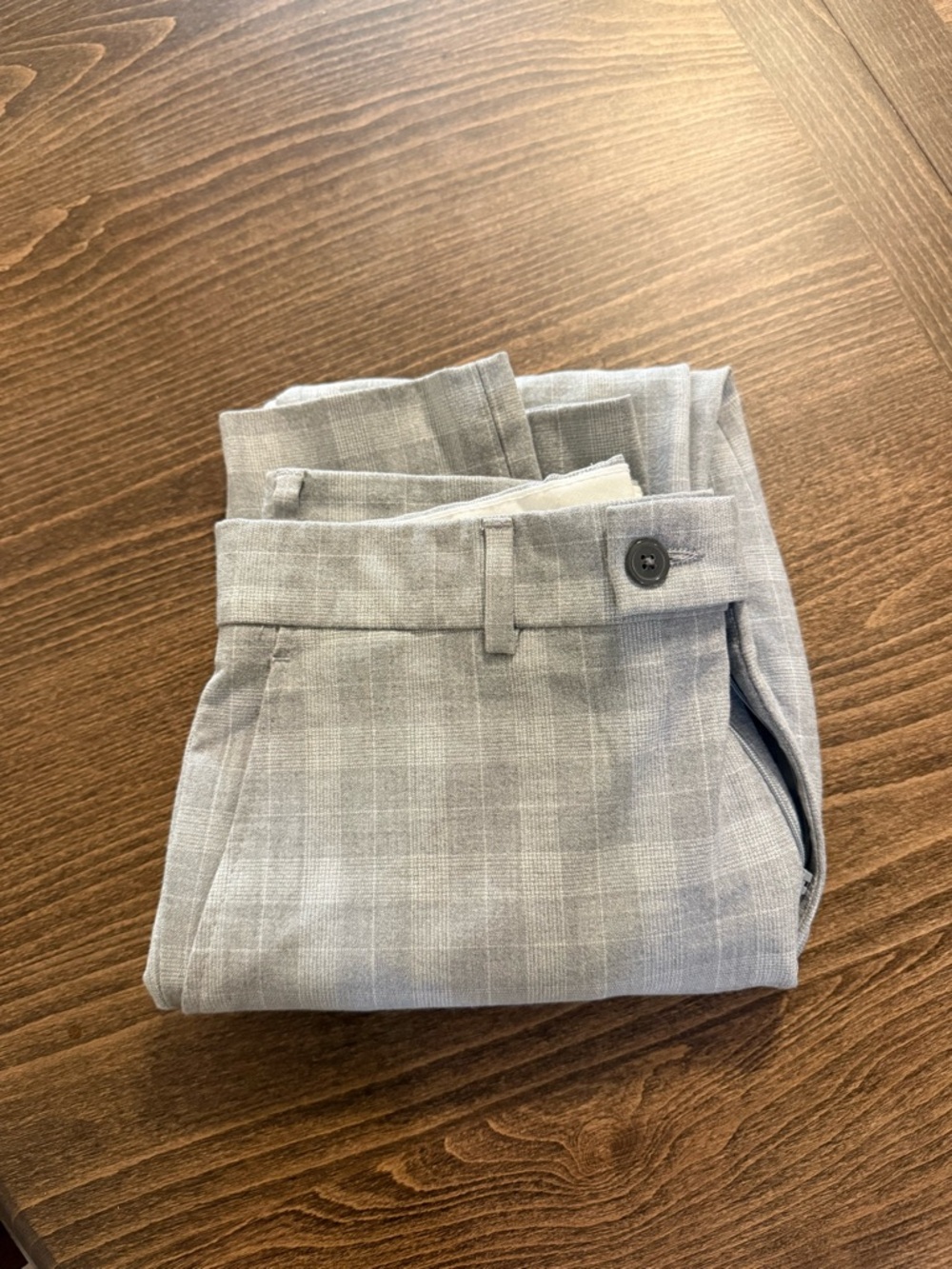 Light Gray Plaid Dress Pants
